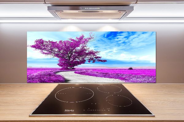 Glasrückwand für die küche Baum und Pfad