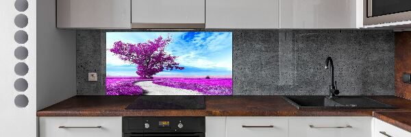 Glasrückwand für die küche Baum und Pfad