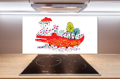 Küchen wandpaneel Buntes Krokodil
