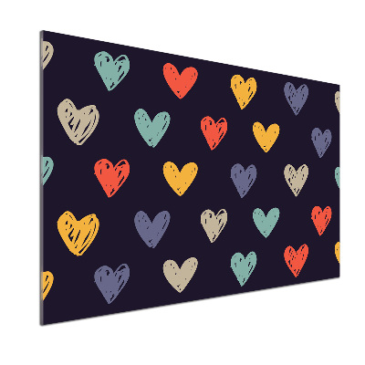 Glasrückwand für die küche Bunte Herzen