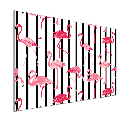Glasrückwand für die küche Gestreifte Flamingos
