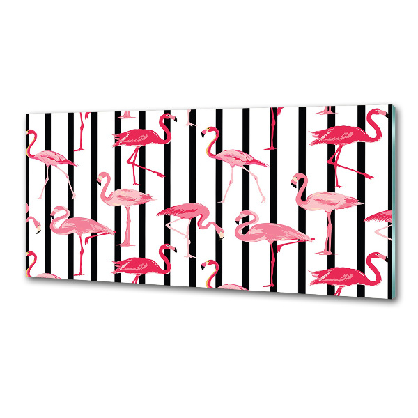Glasrückwand für die küche Gestreifte Flamingos