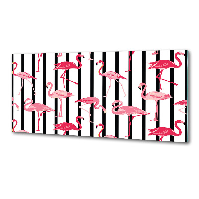 Glasrückwand für die küche Gestreifte Flamingos