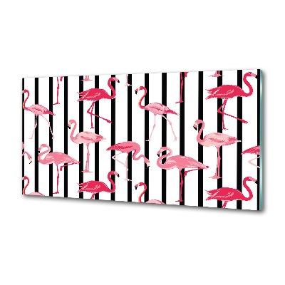 Glasrückwand für die küche Gestreifte Flamingos