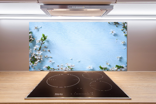 Platte für Küchenrückwand Kirschblüten im Hintergrund