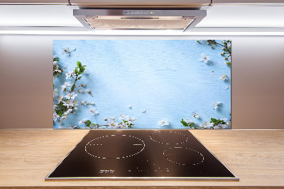 Platte für Küchenrückwand Kirschblüten im Hintergrund