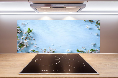 Platte für Küchenrückwand Kirschblüten im Hintergrund