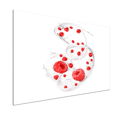 Glasrückwand für die küche Himbeeren mit Milch