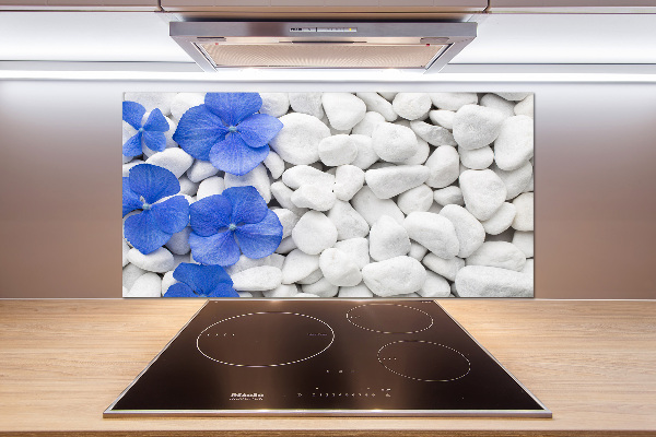 Glasrückwand für die küche Hortensie