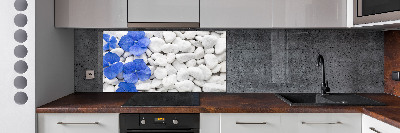 Glasrückwand für die küche Hortensie