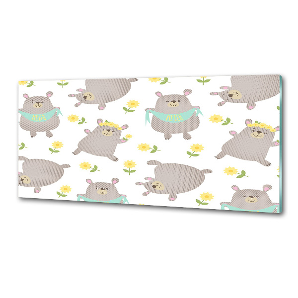 Glasrückwand für die küche Teddybär-Illustration