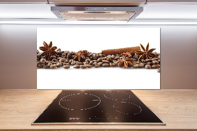 Glasrückwand für die küche Kaffeebohnen Zimt