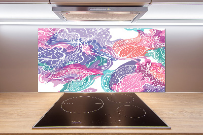 Glasrückwand für die küche Zauberblumen