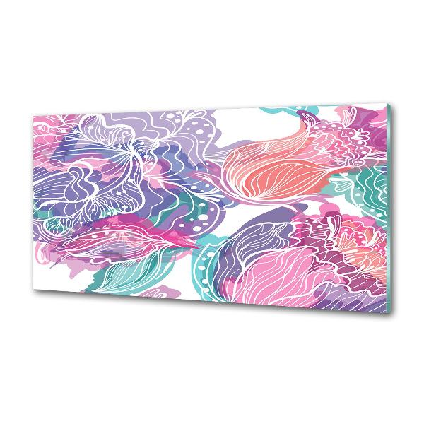 Glasrückwand für die küche Zauberblumen