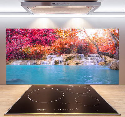 Glasrückwand für die küche Wasserfall im Wald