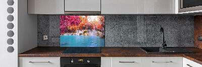 Glasrückwand für die küche Wasserfall im Wald