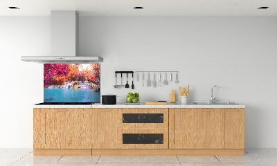 Glasrückwand für die küche Wasserfall im Wald