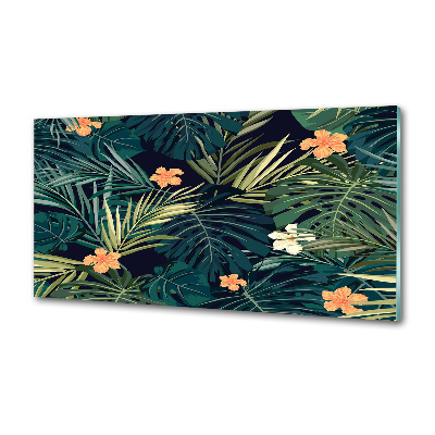 Glasrückwand für die küche Tropische Blätter