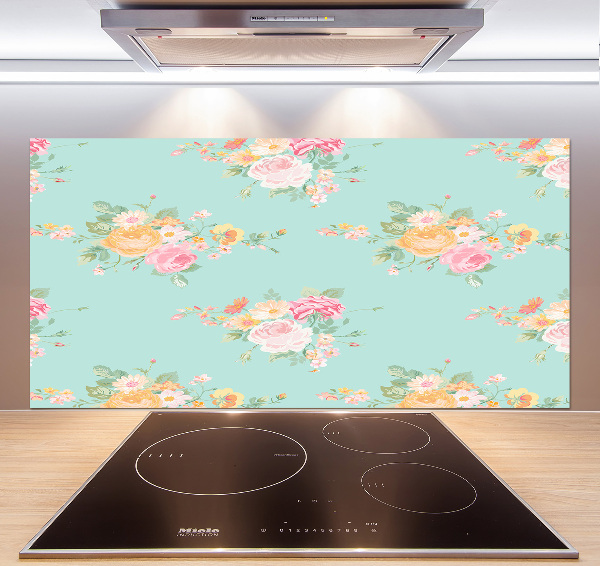 Glasrückwand für die küche Blumenmuster