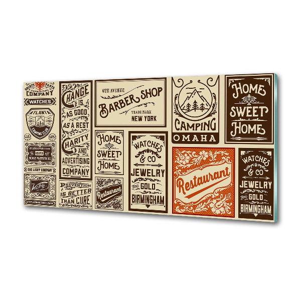 Glasrückwand für die küche Werbung und Etiketten