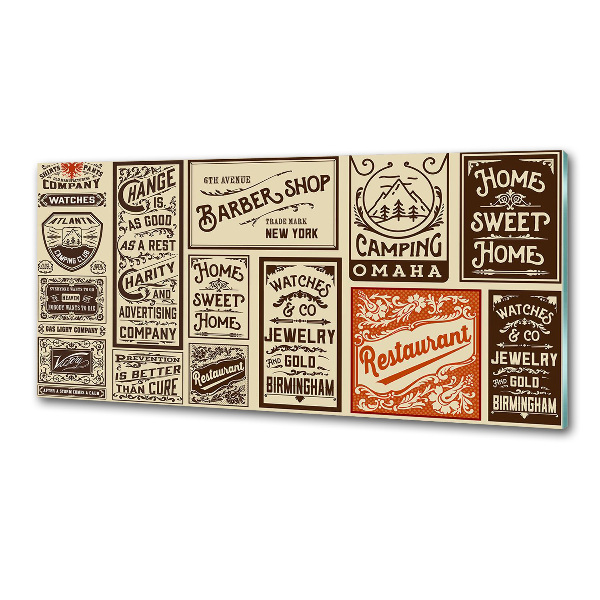 Glasrückwand für die küche Werbung und Etiketten