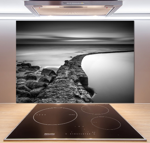 Glasrückwand für die küche Felsiger Strand