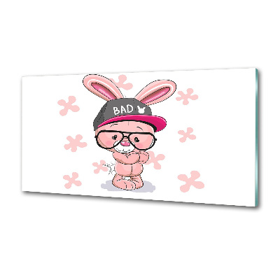 Glasrückwand für die küche Kaninchen im Hut