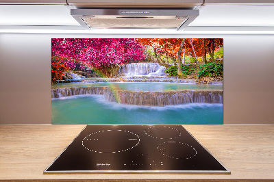 Glasrückwand für die küche Wasserfall im Wald