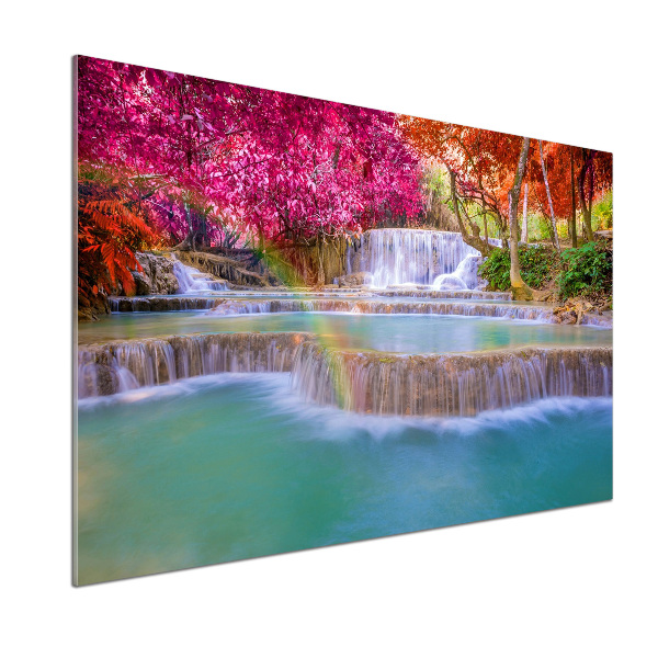 Glasrückwand für die küche Wasserfall im Wald