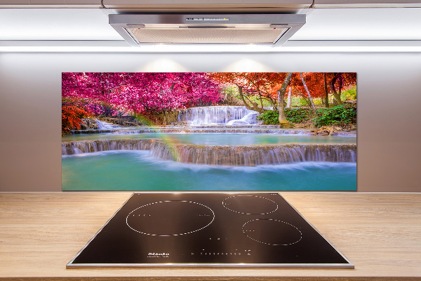 Glasrückwand für die küche Wasserfall im Wald