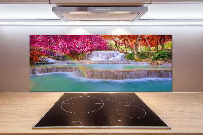 Glasrückwand für die küche Wasserfall im Wald