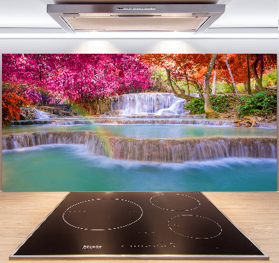 Glasrückwand für die küche Wasserfall im Wald