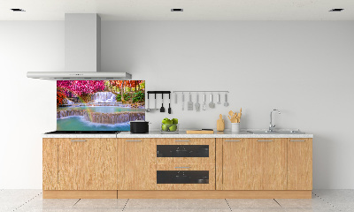 Glasrückwand für die küche Wasserfall im Wald