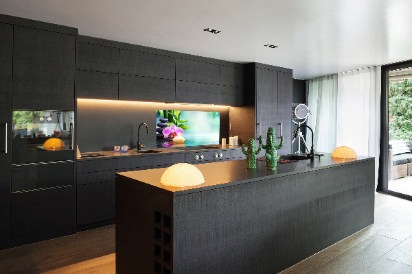 Glasrückwand für die küche Bambusorchidee