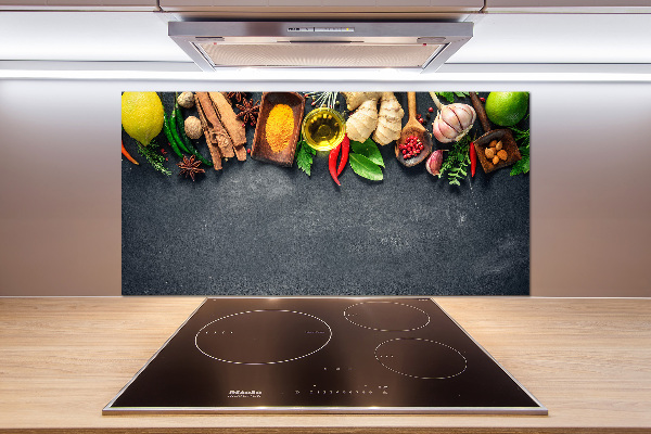 Platte für Küchenrückwand Kräuter und Gewürze