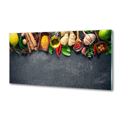 Platte für Küchenrückwand Kräuter und Gewürze