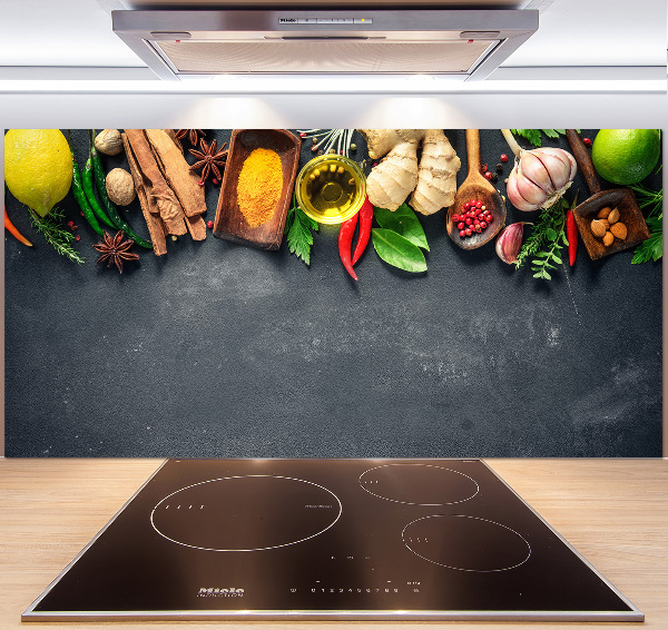 Platte für Küchenrückwand Kräuter und Gewürze