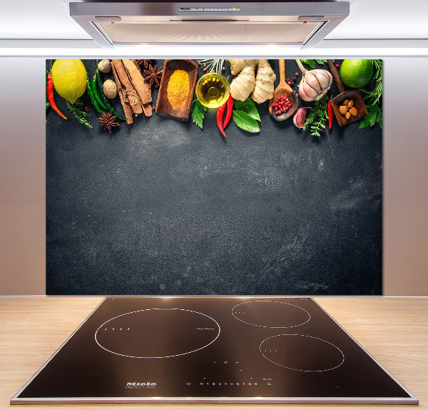 Platte für Küchenrückwand Kräuter und Gewürze