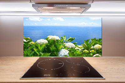 Küchen wandpaneel Blumen am Meer