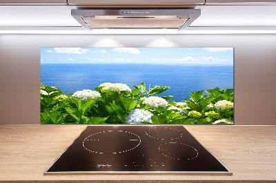 Küchen wandpaneel Blumen am Meer