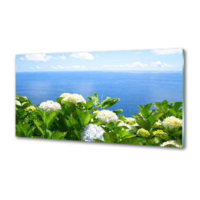 Küchen wandpaneel Blumen am Meer