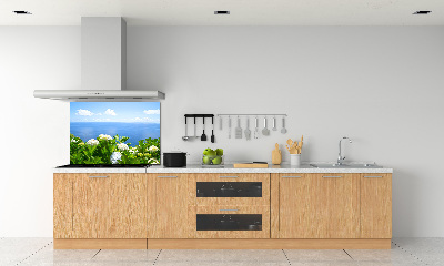 Küchen wandpaneel Blumen am Meer