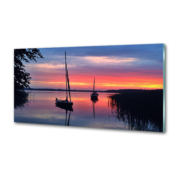 Platte für Küchenrückwand Segelboote bei Sonnenuntergang