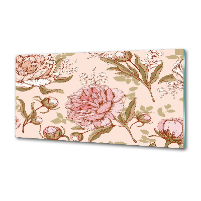 Glasrückwand für die küche Pfingstrosen