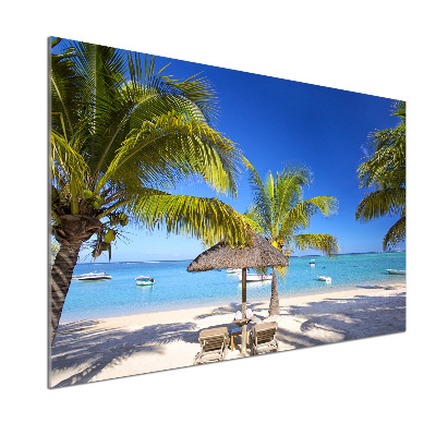 Glasrückwand für die küche Strand von Mauritius
