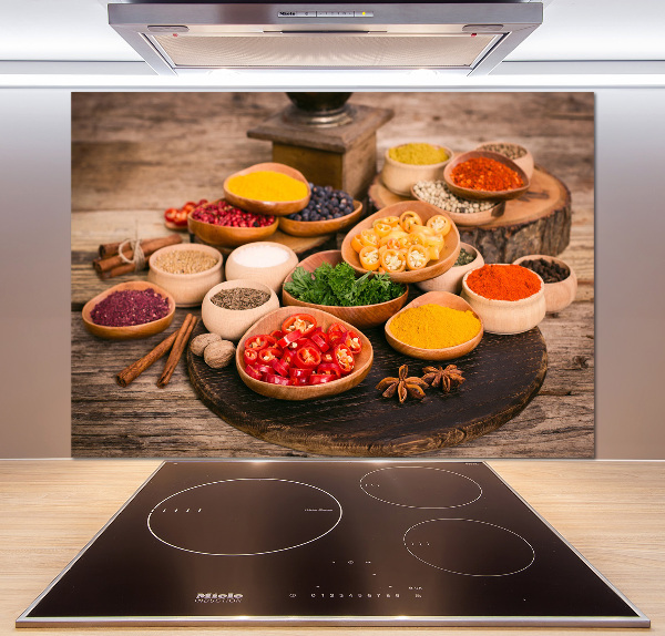 Platte für Küchenrückwand Gewürze und Kräuter