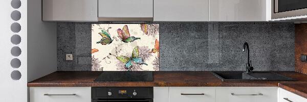 Küchen wandpaneel Schmetterlinge und Blumen