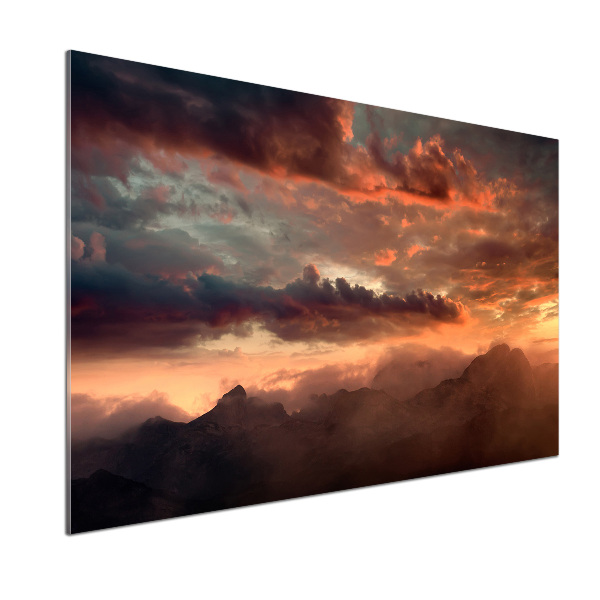 Küchen wandpaneel Sonnenuntergang in den Bergen