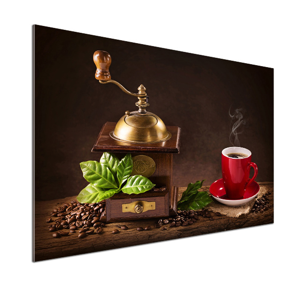 Glasrückwand für die küche Kaffee und Kaffeemühle