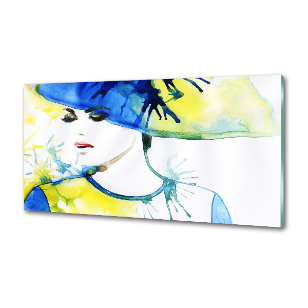 Küchen wandpaneel Frau mit Hut